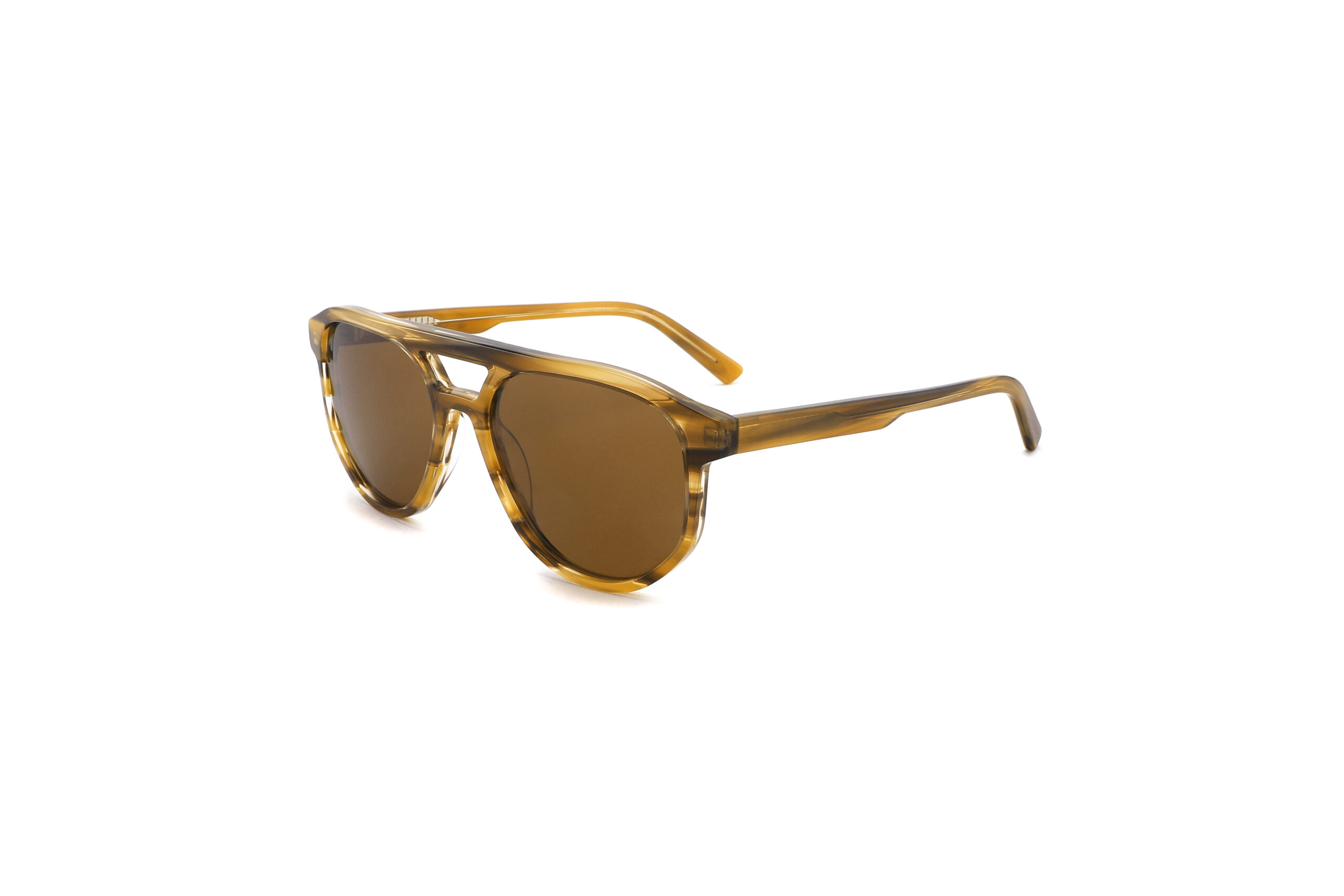 Modern Double-Bridge Aviator Acetate Sunglasses CSA3055